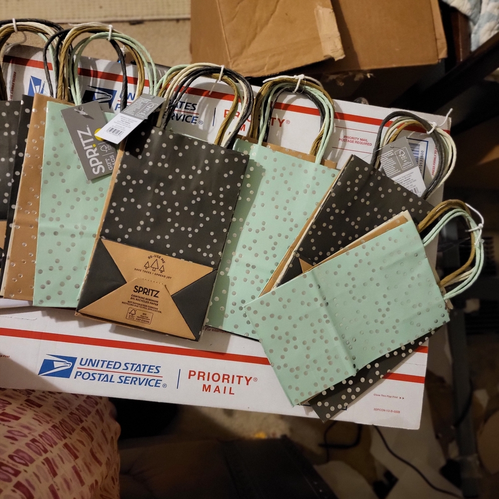6ct Spritz 4 Pack Polka Dot Gift Bags 8"H 5" L  3"W